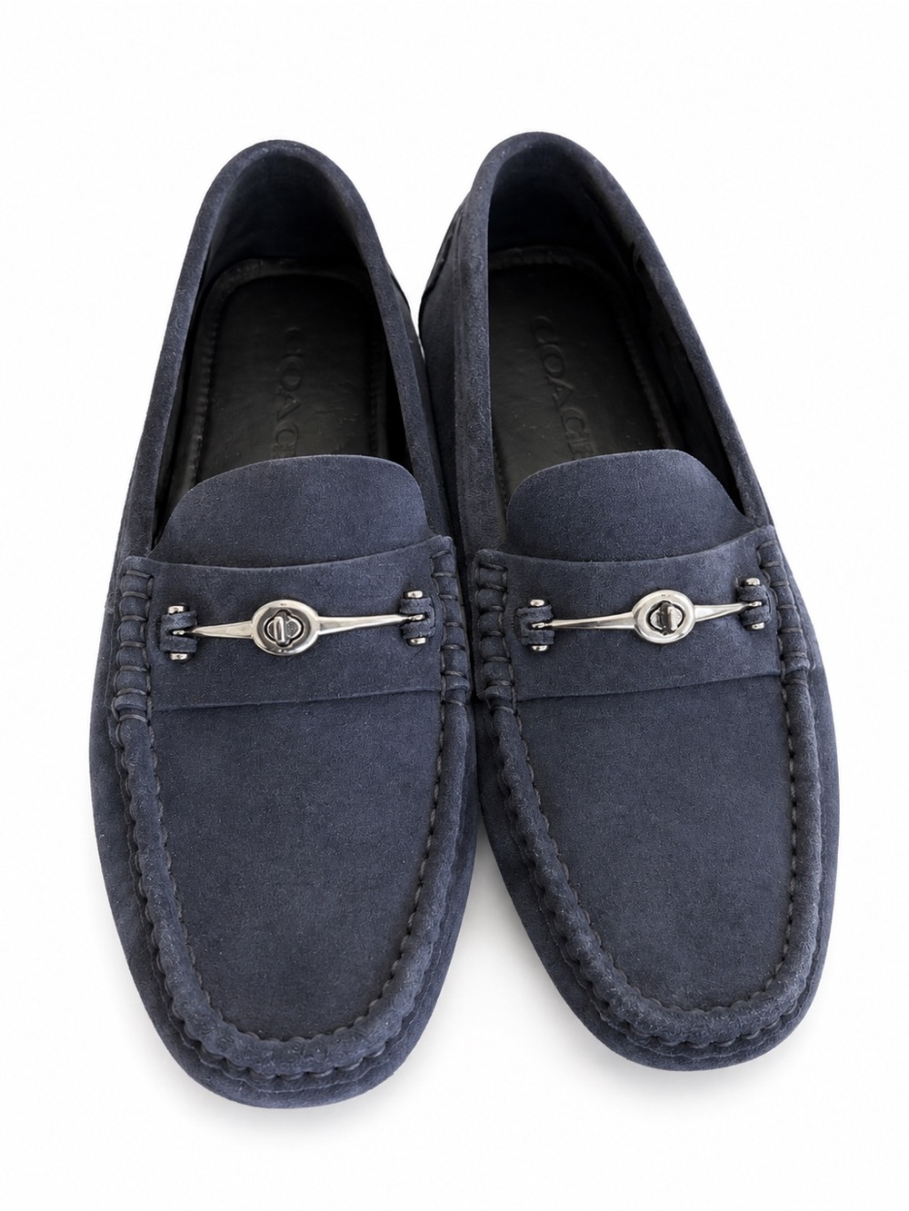 Coach Men's Navy Suede Leather Bit Loafers Driver Shoes Size 10